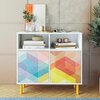 Manhattan Comfort Retro Sideboard in White and Multi Color Red, Yellow, Blue SB-313AMC132